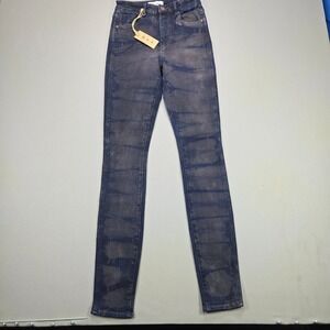 Neuw Marilyn Skinny Jeans Womens 26 High Rise Tie Dye Stoned Black Dark Grey NEW